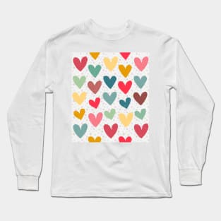 Colorful Hearts Pattern Long Sleeve T-Shirt